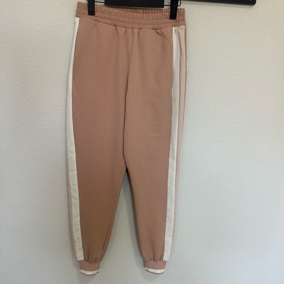 ZARA Side Stripe Track Pant Jogger in Millennial Pink and White Stripe XS - Picture 4 of 9